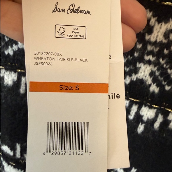 Sam Edelman Black and White Patterned Women's Sweater - Cozy Fair Isle Knit - Picture 4 of 7